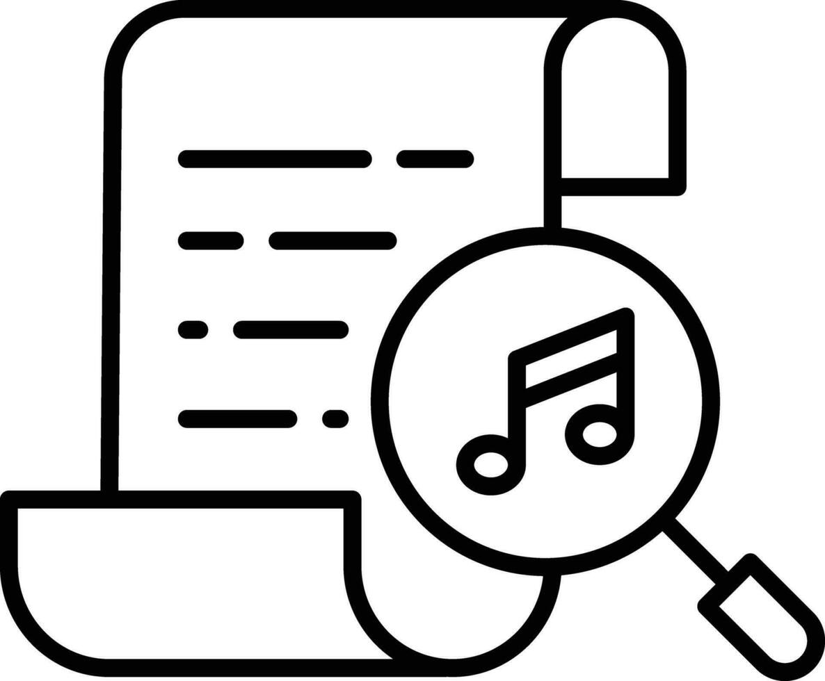 Suche Musik- Anmerkungen Gliederung Vektor Illustration Symbol