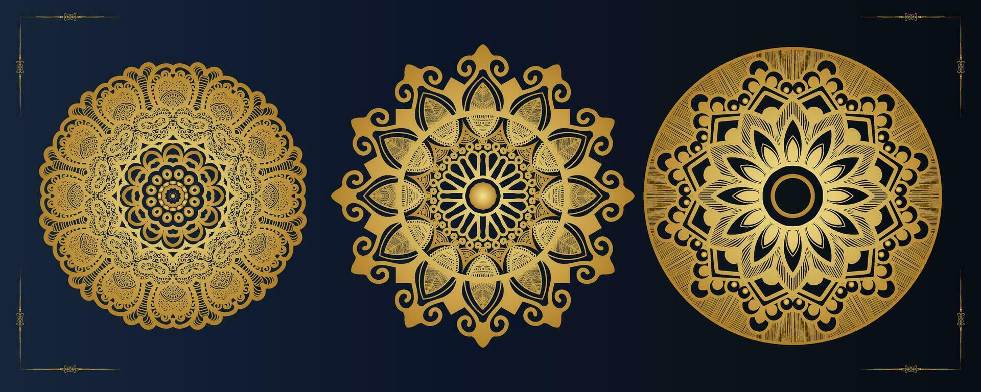 kostenlos Vektor Luxus Mandala Vorlage Hintergrund und Zier Design zum Einladung, Blumen- Mandala. Gold Mandala