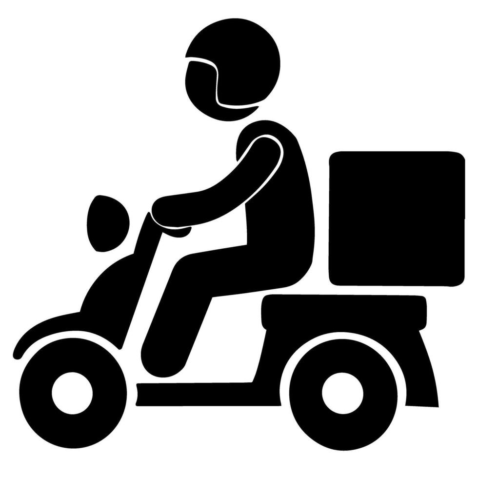 Porträt Kurier liefern ein bestellen auf ein Motorrad und tragen Helm Vektor Illustration