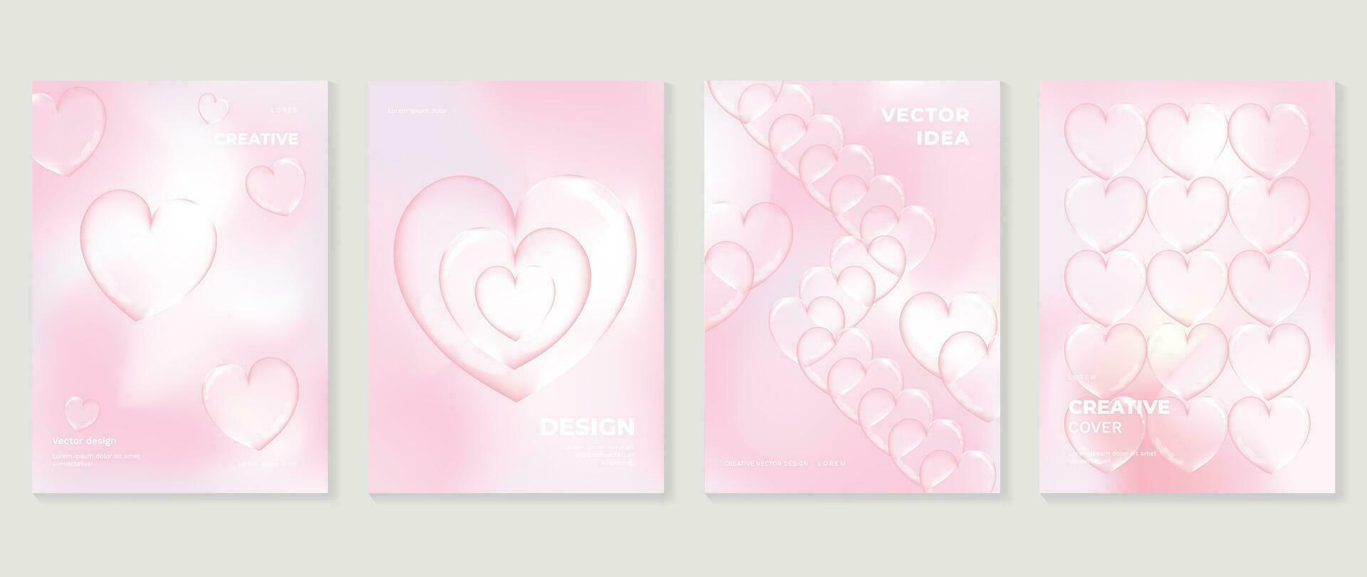 glücklich Valentinstag Tag Liebe Startseite Vektor Satz. romantisch Symbol Poster schmücken mit modisch Gradient Herz Pastell- bunt Hintergrund. Design zum Gruß Karte, Mode, Werbung, Banner, Einladung.