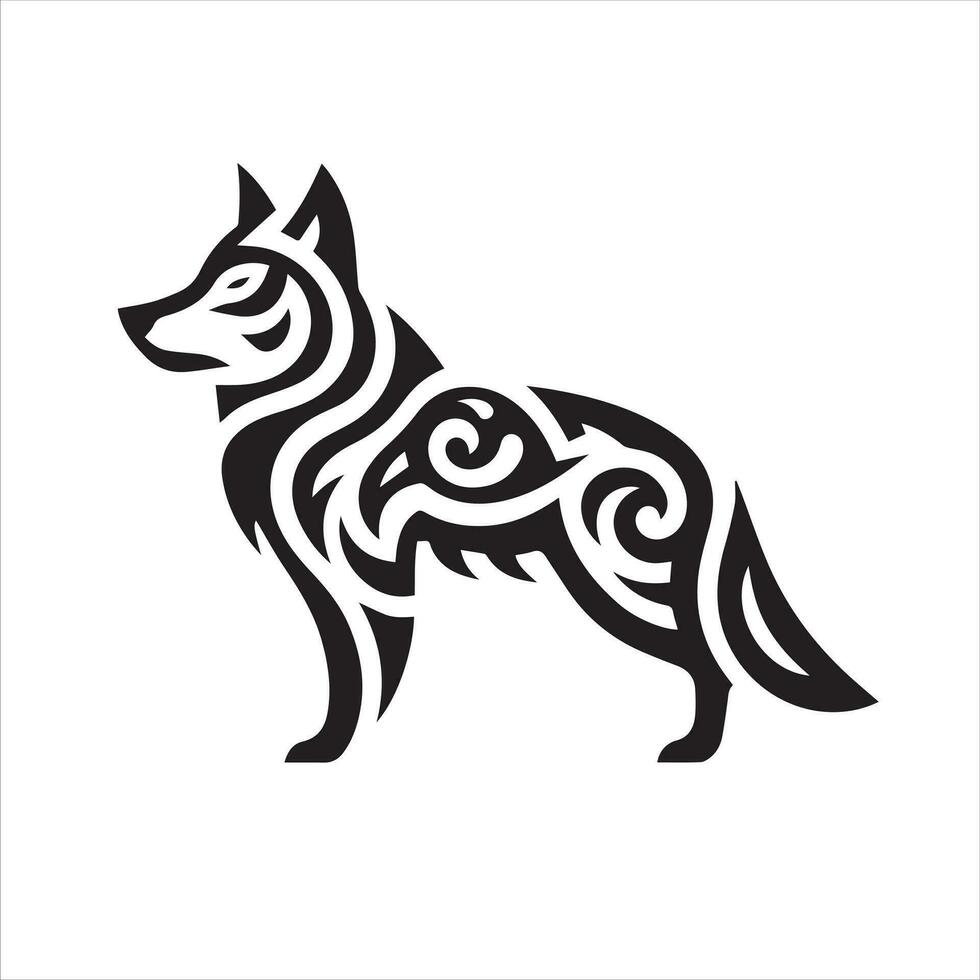 Wolf Stammes- tätowieren Logo Symbol Design Illustration vektor