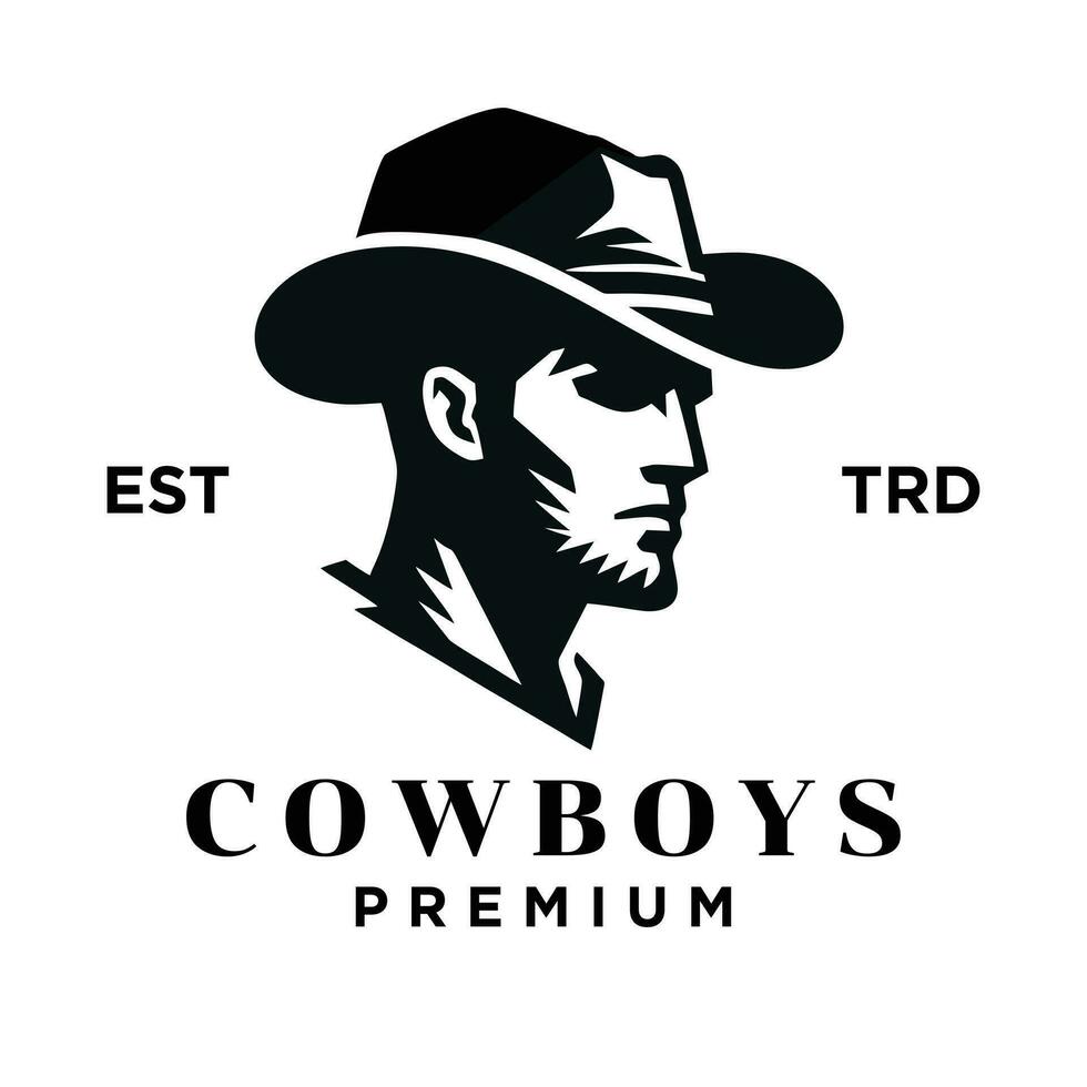 cowboy huvud sida ansikte logotyp ikon design vektor