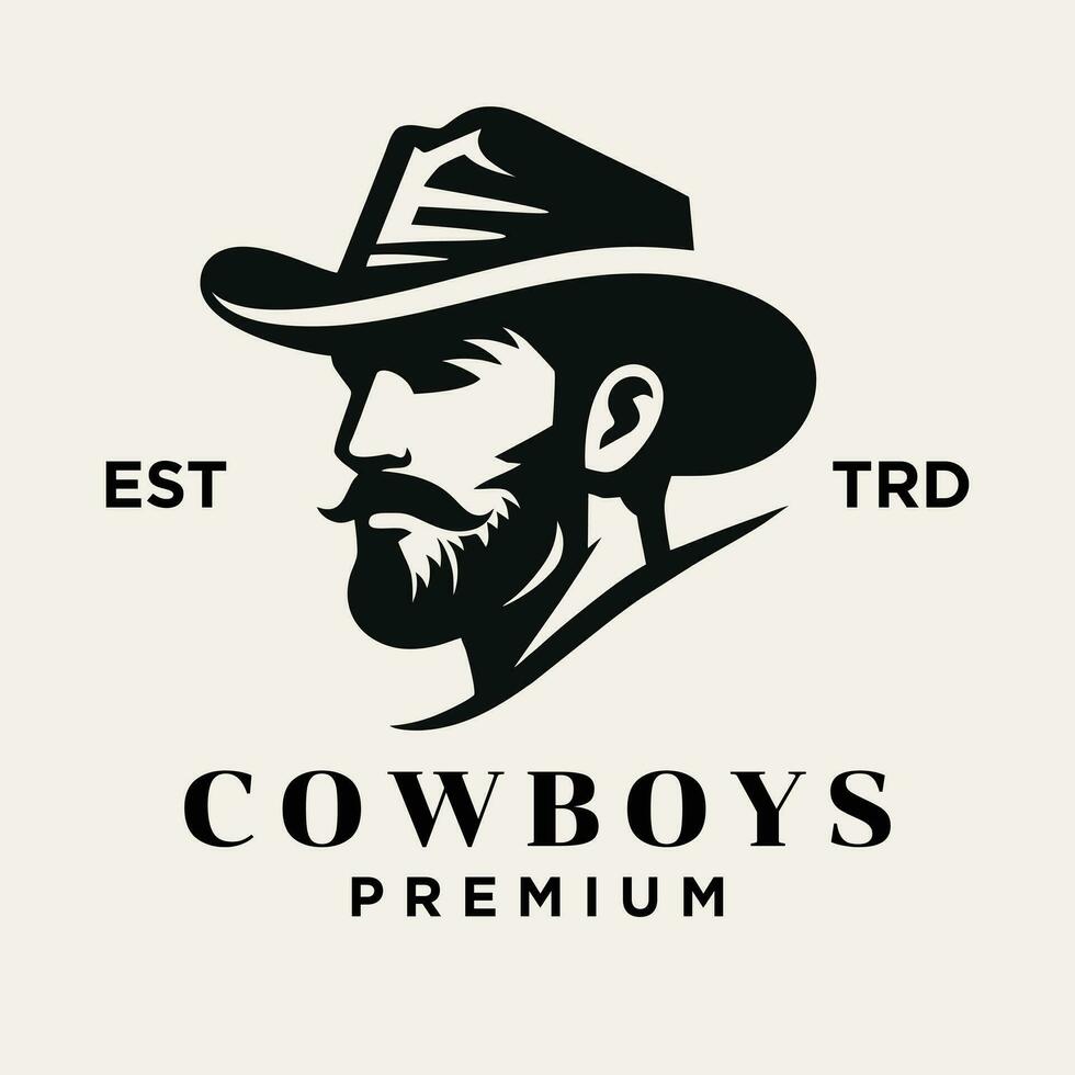 Cowboy Kopf Seite Gesicht Logo Symbol Design vektor