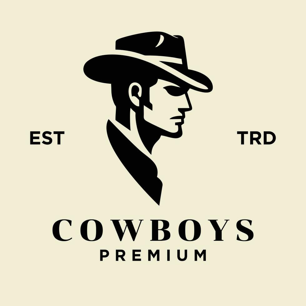 Cowboy Kopf Seite Gesicht Logo Symbol Design vektor