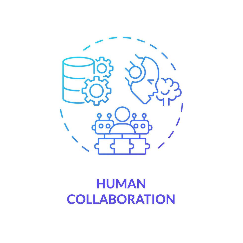 2d lutning mänsklig samarbete ikon, kreativ isolerat vektor, tunn linje blå illustration representerar kognitiv datoranvändning. vektor