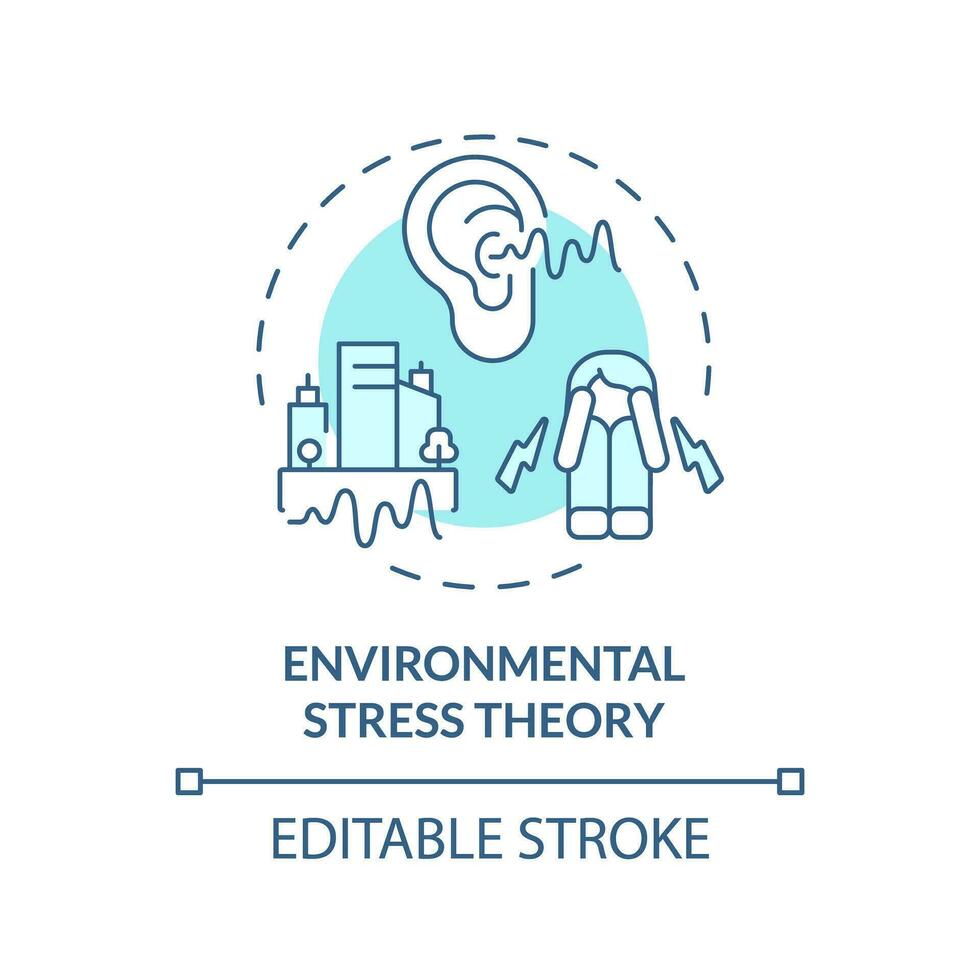 2d editierbar Blau Umwelt Stress Theorie Symbol, monochromatisch isoliert Vektor, dünn Linie Illustration Darstellen Umwelt Psychologie. vektor