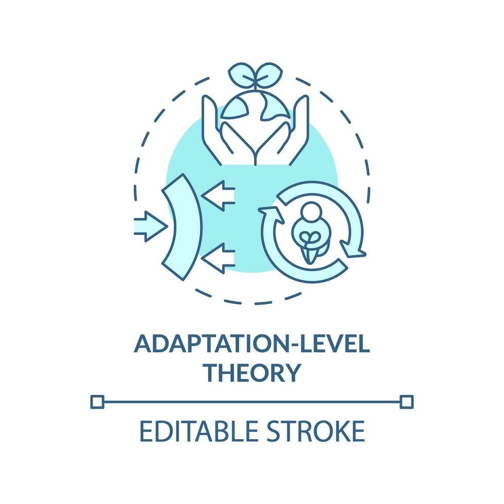 2d editierbar Blau Anpassung Niveau Theorie Symbol, monochromatisch isoliert Vektor, dünn Linie Illustration Darstellen Umwelt Psychologie. vektor