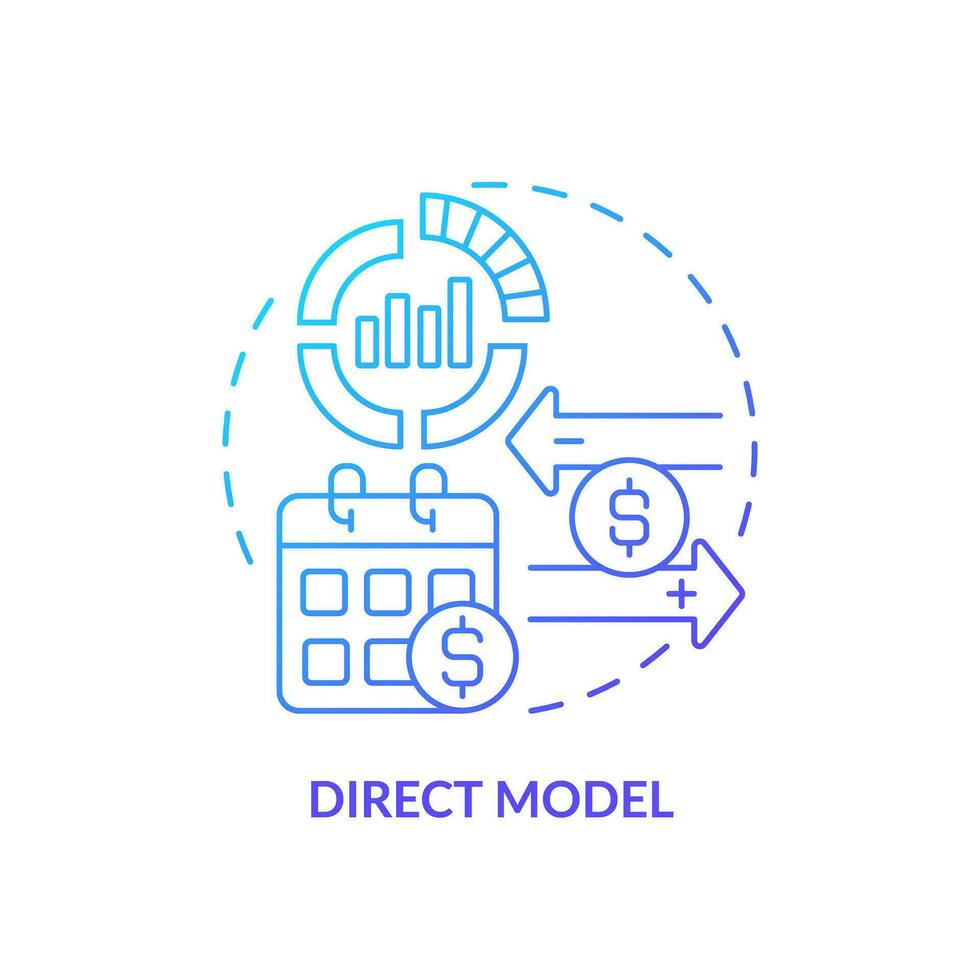 2d lutning direkt modell ikon, enkel isolerat vektor, blå tunn linje illustration representerar kontanter strömma förvaltning. vektor