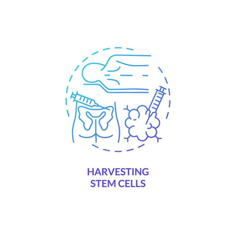 2d lutning skörd stam celler ikon, enkel isolerat vektor, tunn linje blå illustration representerar cell terapi. vektor