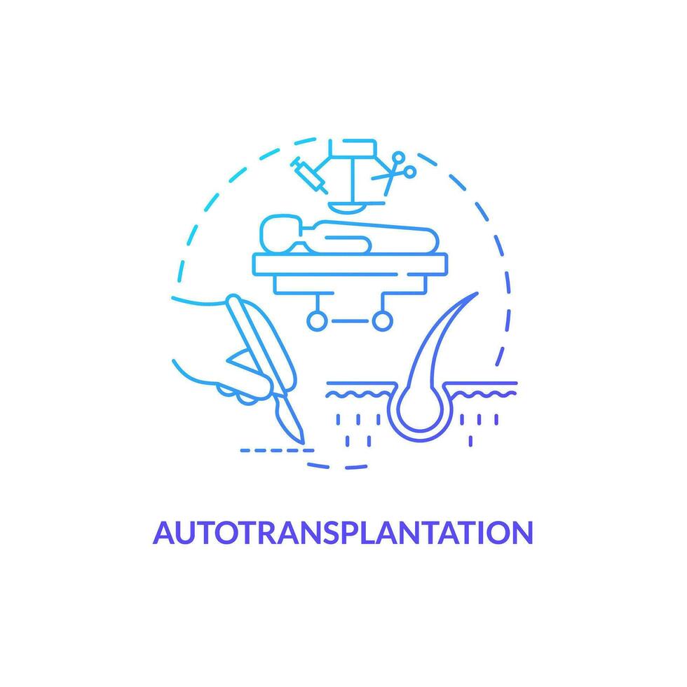 2d Gradient Autotransplantation Symbol, einfach isoliert Vektor, dünn Linie Blau Illustration Darstellen Zelle Therapie. vektor