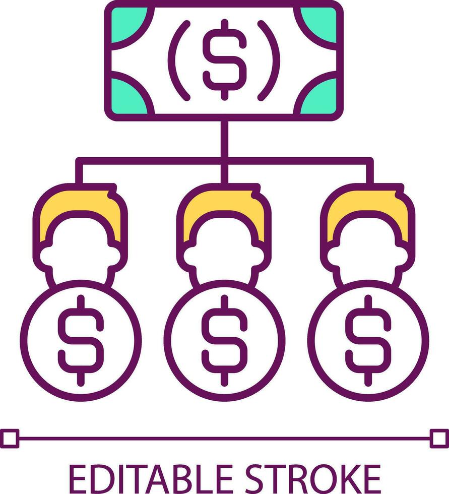 2d einfach editierbar Kasse Abflüsse Symbol Darstellen Kasse fließen Management, isoliert Vektor, dünn Linie Illustration. vektor