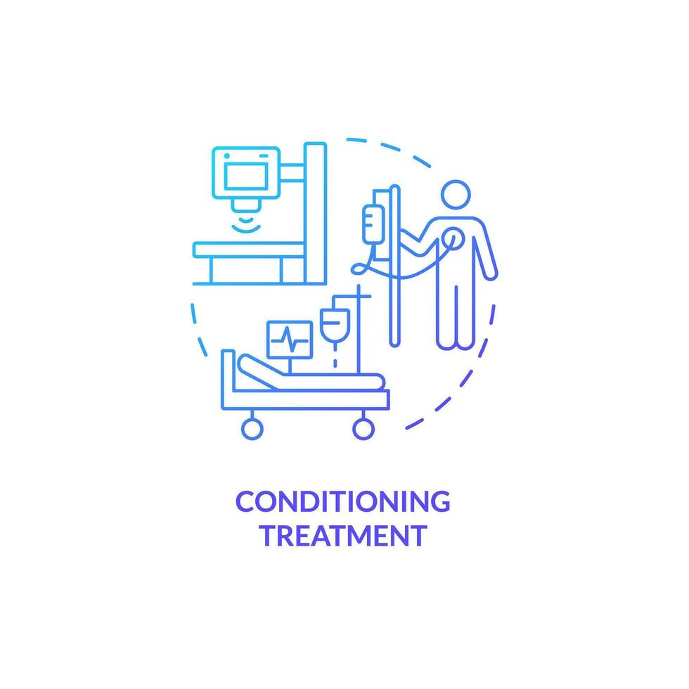 2d lutning konditionering behandling ikon, enkel isolerat vektor, tunn linje blå illustration representerar cell terapi. vektor