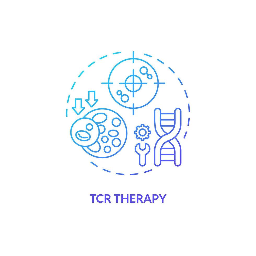 2d lutning tcr terapi ikon, enkel isolerat vektor, tunn linje blå illustration representerar cell terapi. vektor