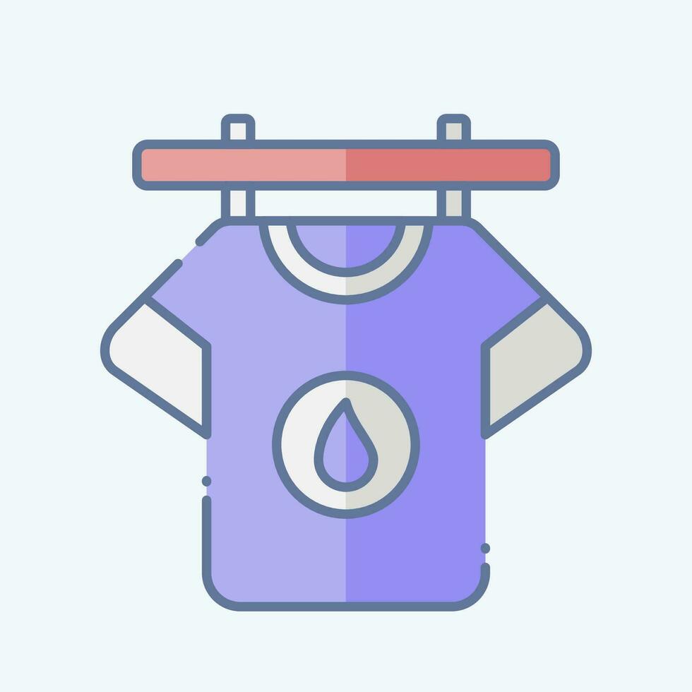 ikon hängande tshirt. relaterad till tvätt symbol. klotter stil. enkel design redigerbar. enkel illustration vektor