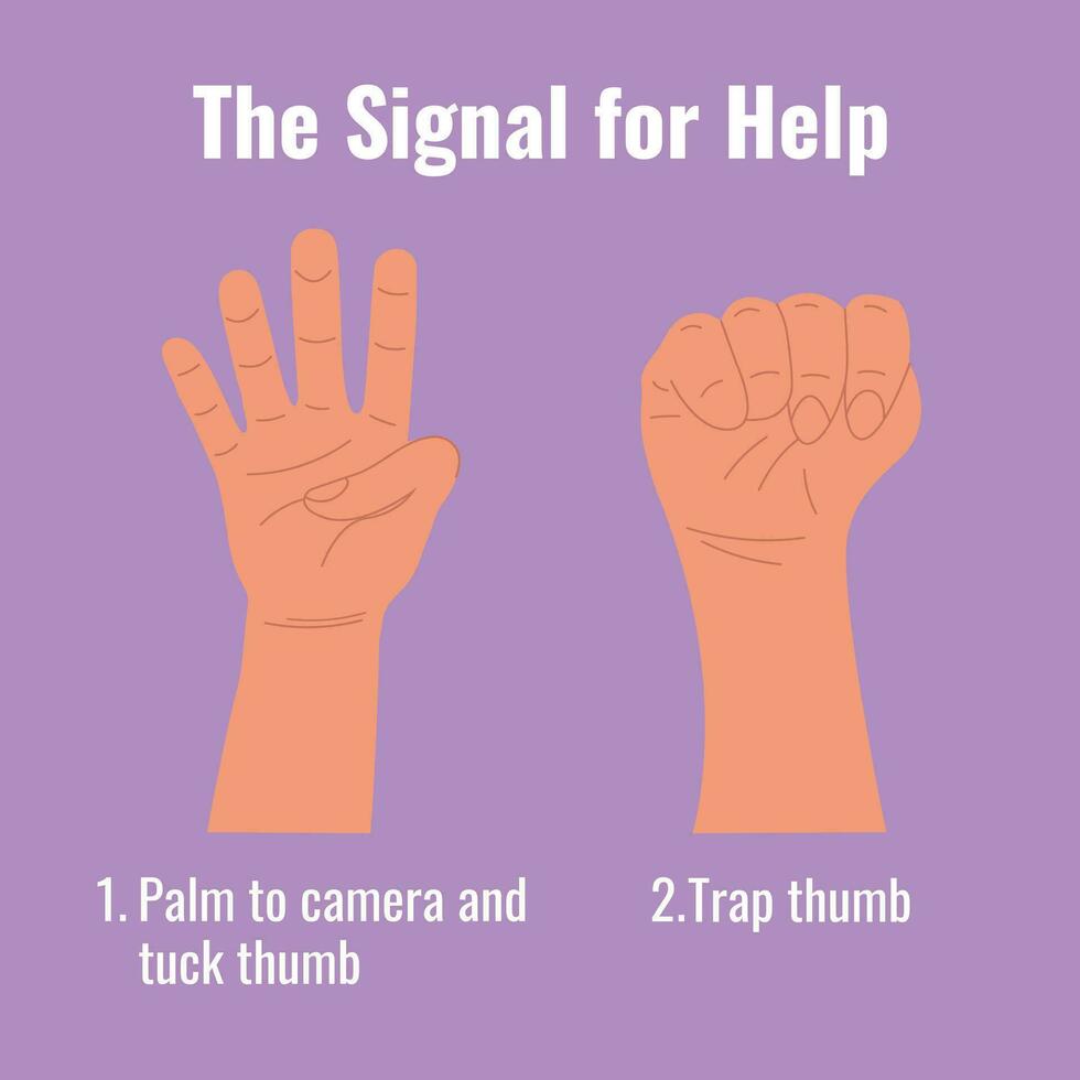 das Signal zum Hilfe. das Gewalt beim Zuhause Signal zum Hilfe vektor