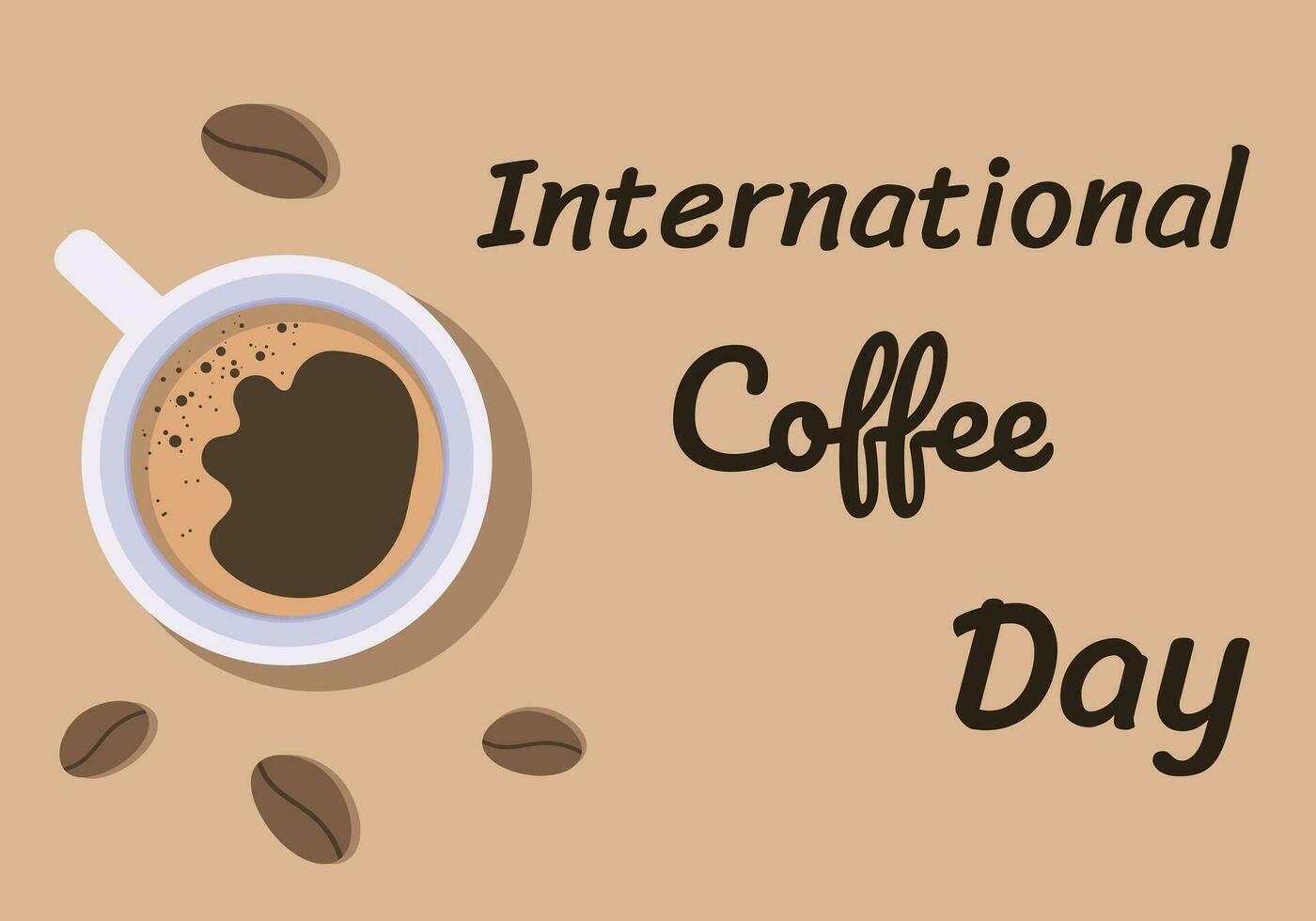 International Kaffee Tag. eben Vektor Illustration zum Ferien mit Herzliche Glückwünsche