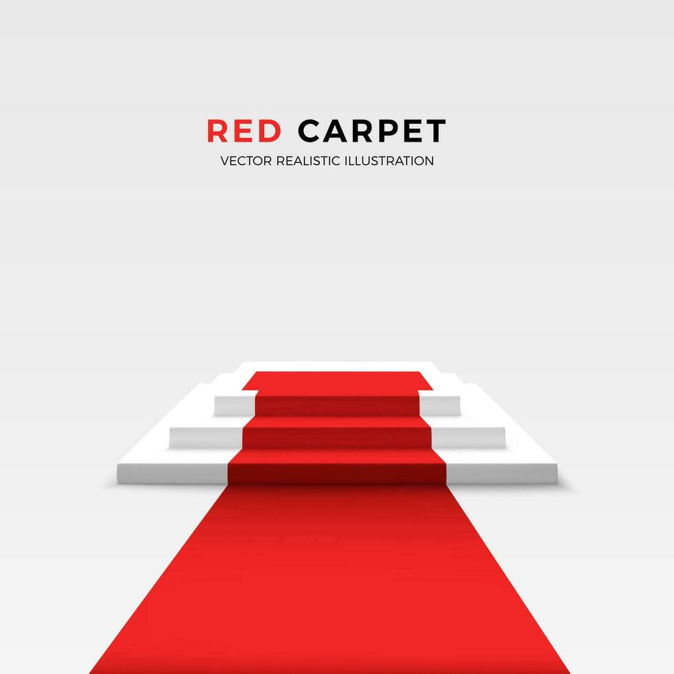 realistisch Podium mit rot Teppich. Platz Bühne. Vektor Illustration