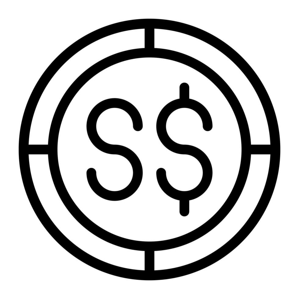 Dollar Münze Singapur Symbol. Gliederung Dollar Münze Vektor Symbol zum Netz Design isoliert auf Weiß Hintergrund