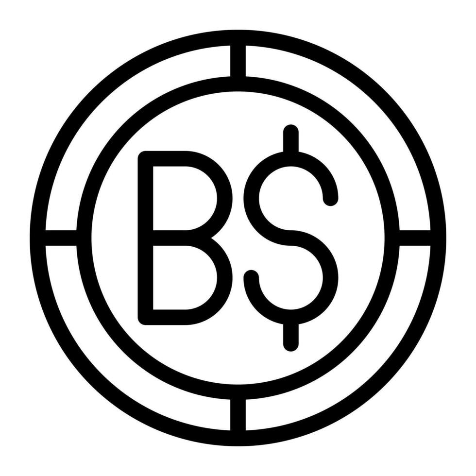 brunei mynt ikon. översikt brunei mynt vektor ikon för webb design isolerat på vit bakgrund