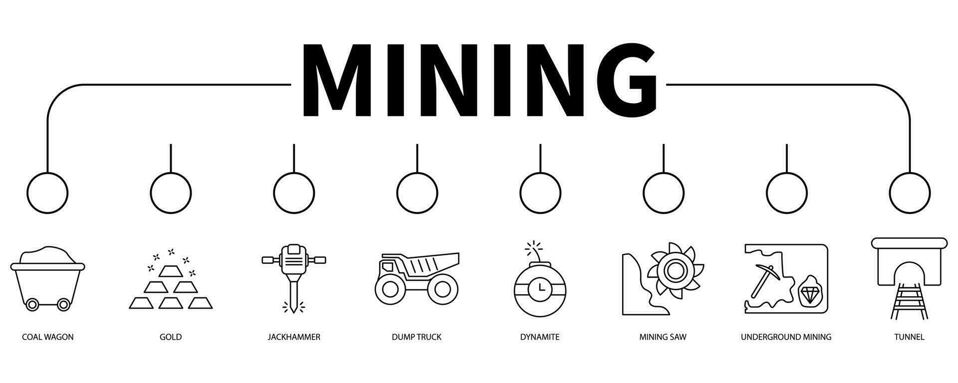 Bergbau Banner Netz Symbol Vektor Illustration Konzept