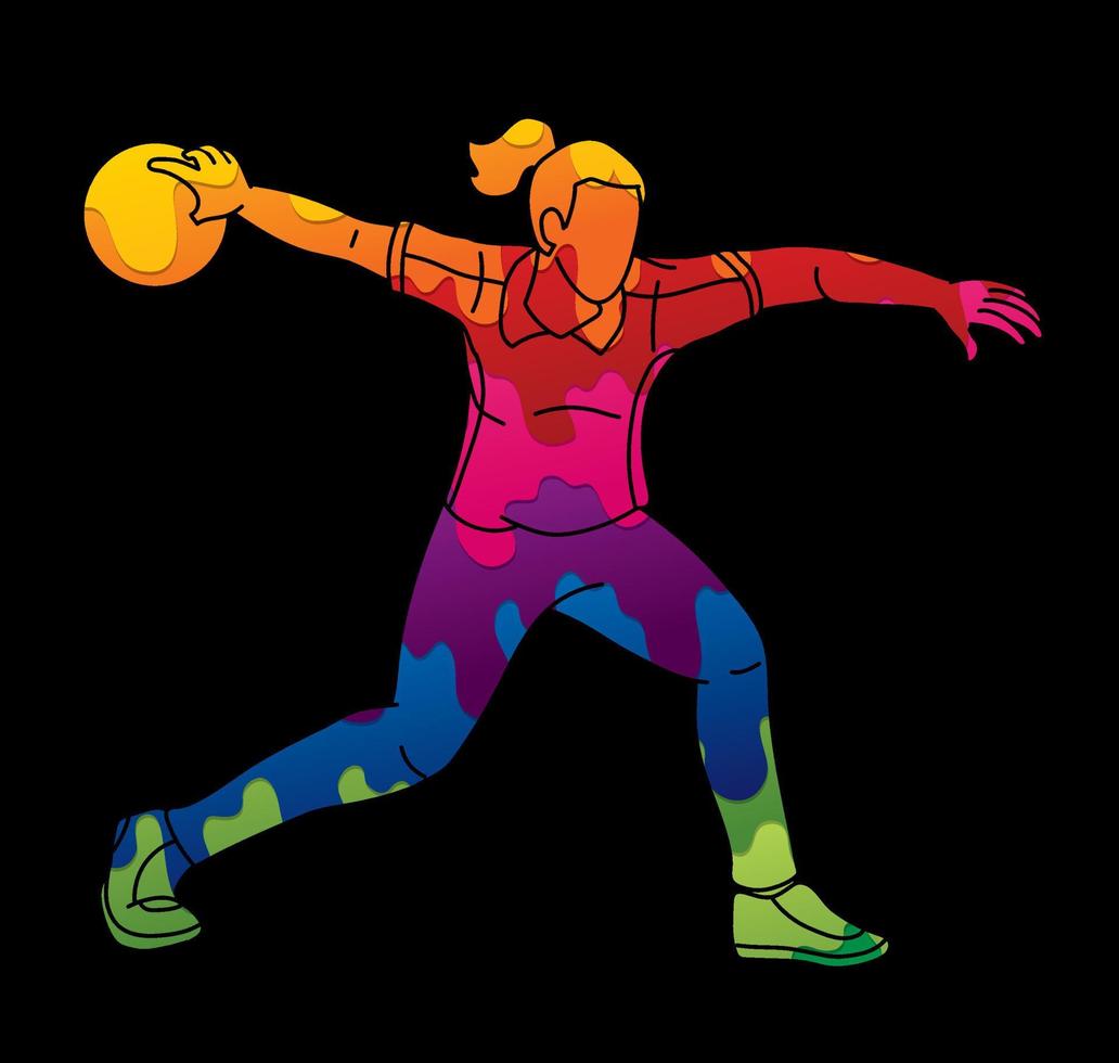 bowling sport spelare action kvinnlig spelare vektor
