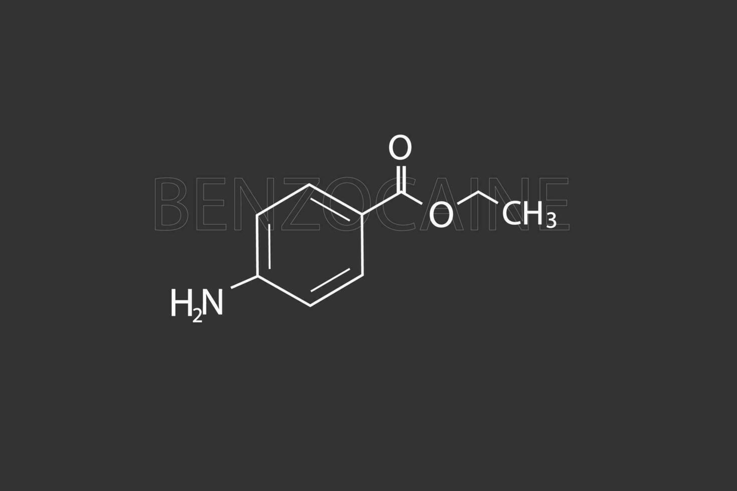 Benzocain molekular Skelett- chemisch Formel vektor