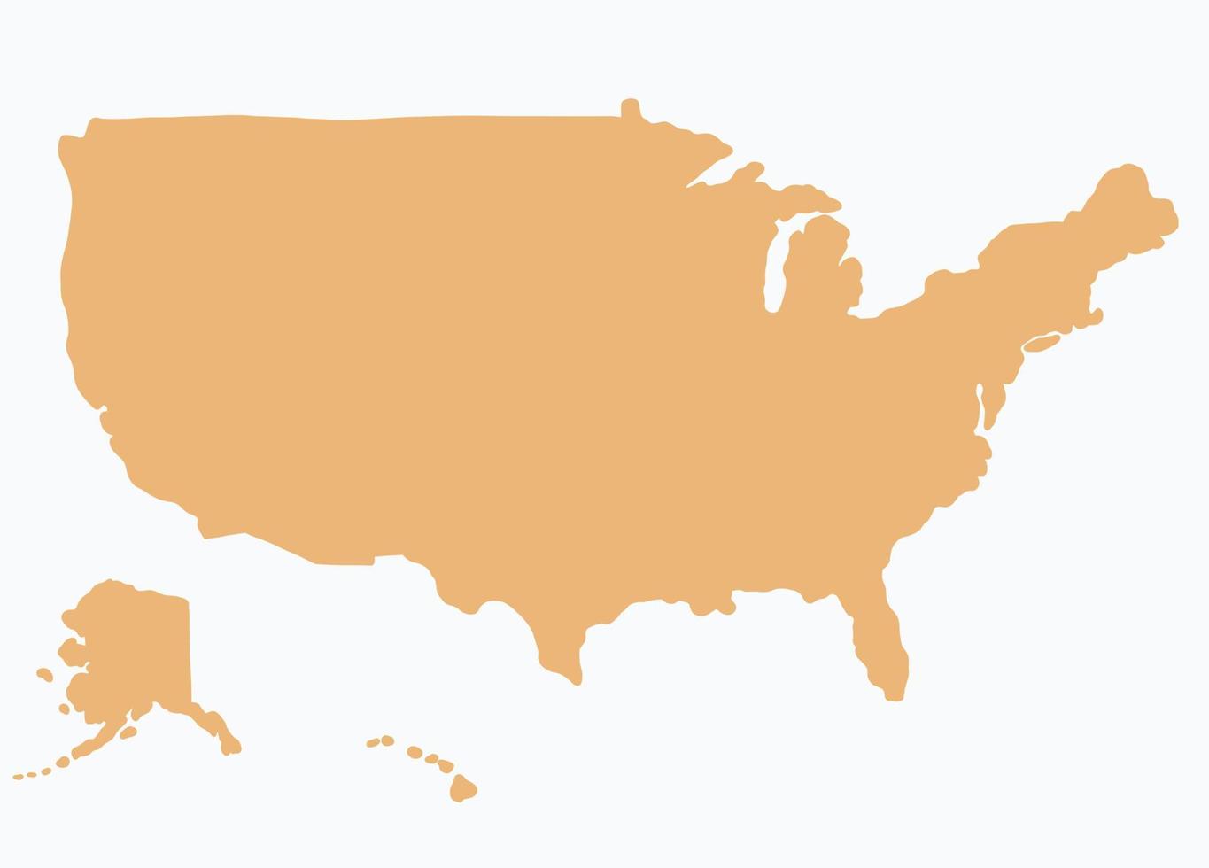 doodle frihandsteckning av karta över USA. v vektor