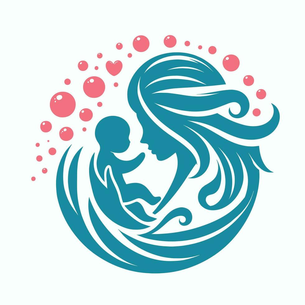 ai generiert glücklich Mutter Tag Logo Vektor Illustration