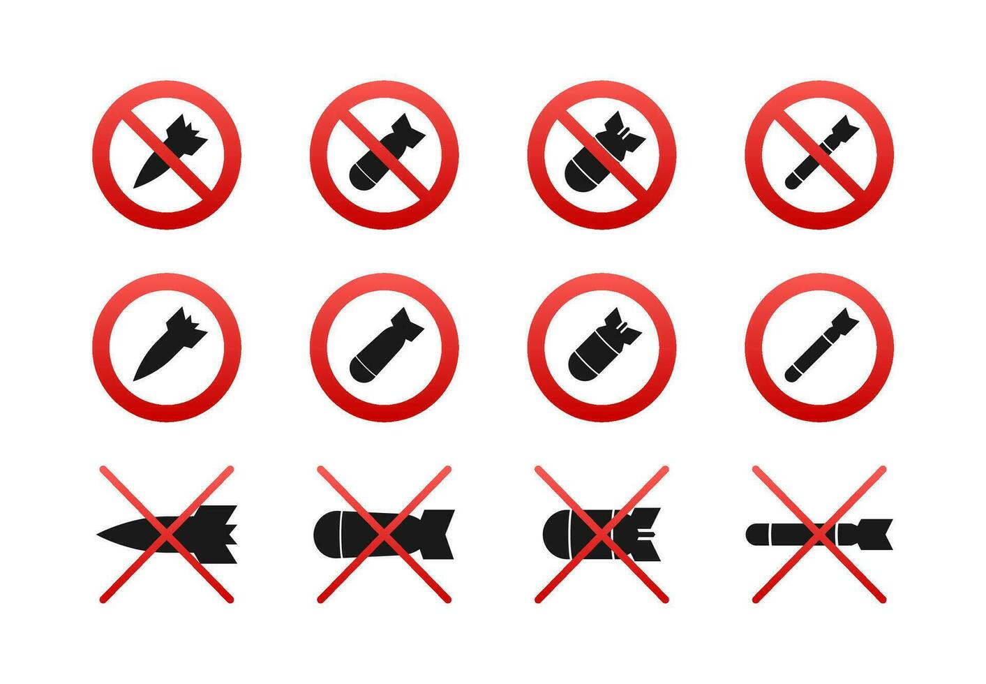 verboten Waffen Zeichen einstellen Vektor Illustration zum Sicherheit und Sicherheit Richtlinien