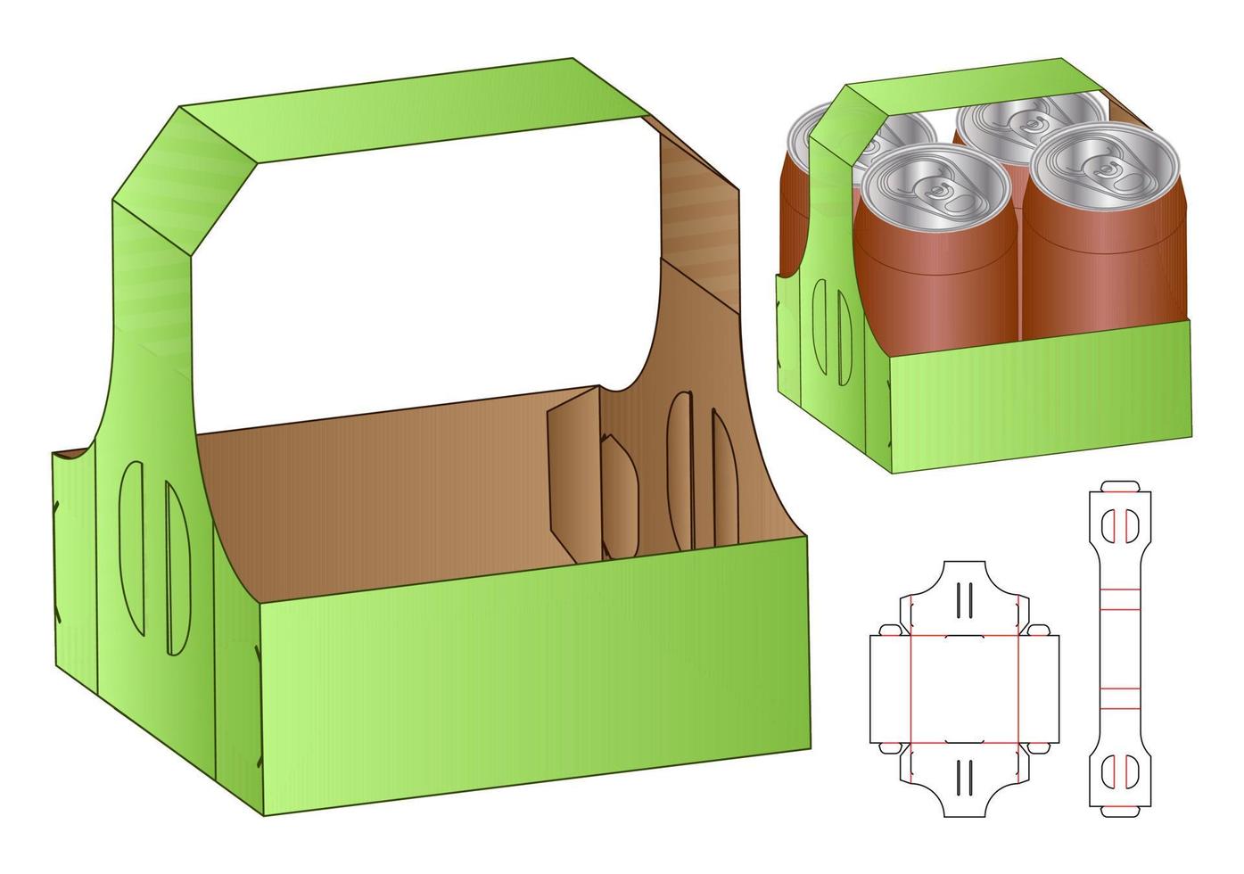 låda förpackning stansad mall design. 3d mock-up vektor