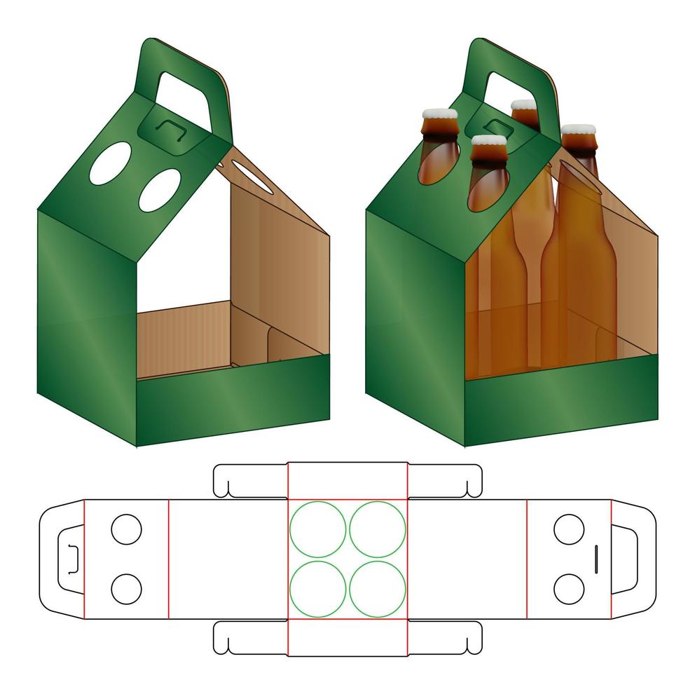 låda förpackning stansad mall design. 3d mock-up vektor