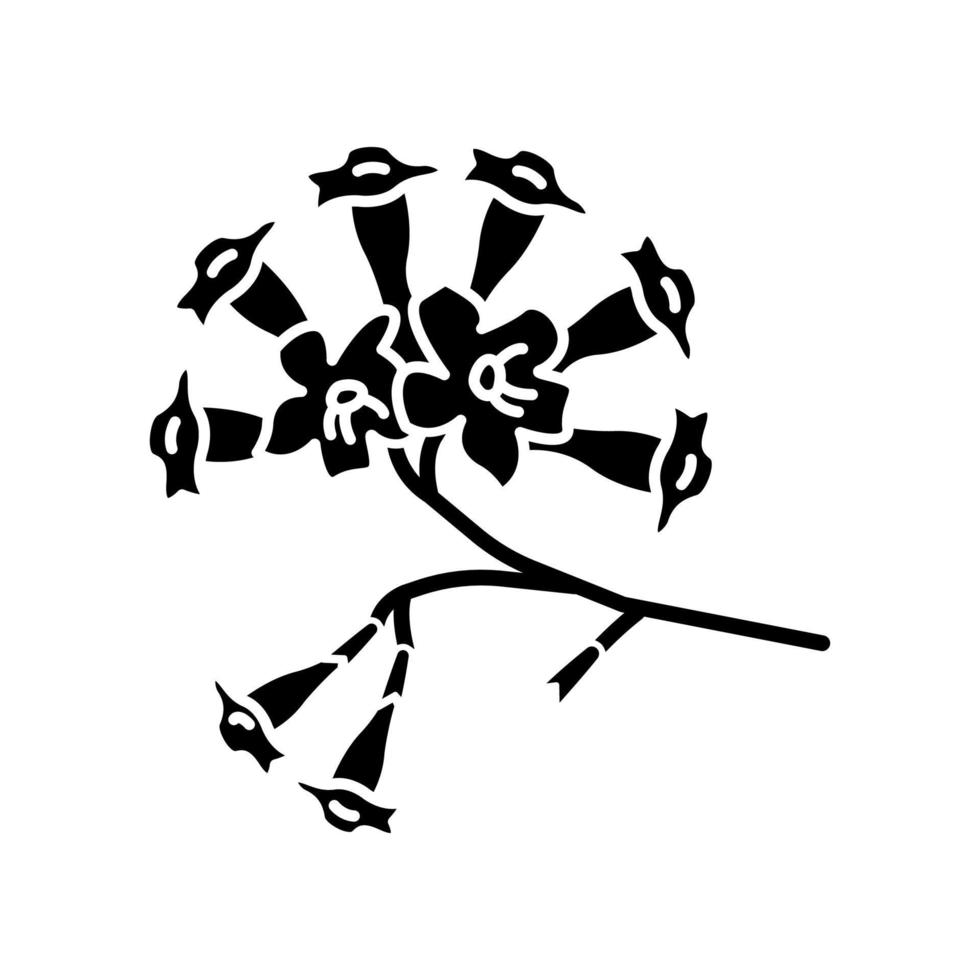 Plumeria schwarzes Glyphensymbol vektor