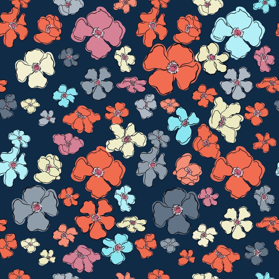 Vektor nahtlose Muster mit bunten Illustration von schönen Blumen. für Tapeten, Textildruck, Musterfüllungen, Webseiten, Oberflächenstrukturen, Geschenkpapier, Präsentationsdesign, Grafikdesign