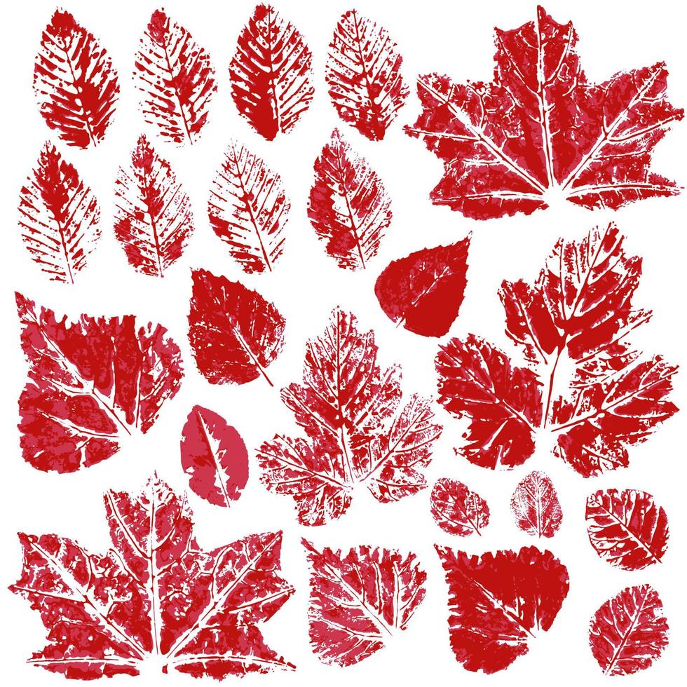 Reihe von Vektorzeichnungen mit Acrylfarben. Sammlung von Herbstblättern vektor