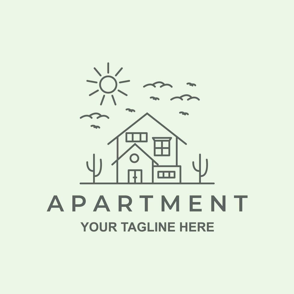 Zuhause Wohnung Linie Kunst modern Illustration Logo Design minimalistisch vektor