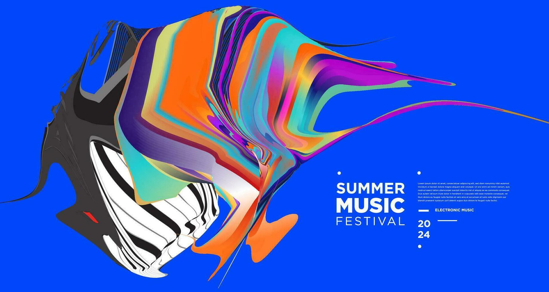 färgrik abstrakt vätska elektronisk sommar musik festival vektor baner