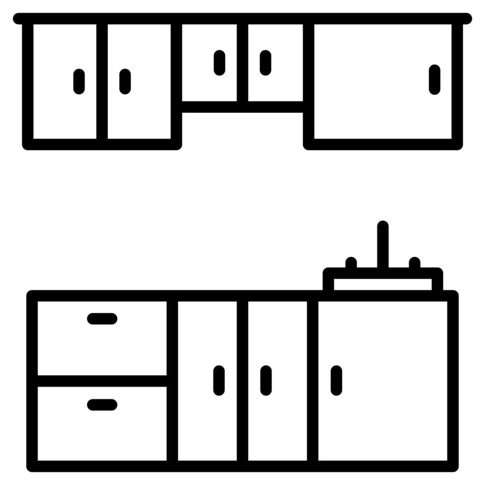 Kabinett nacharbeiten Symbol Linie Vektor Illustration