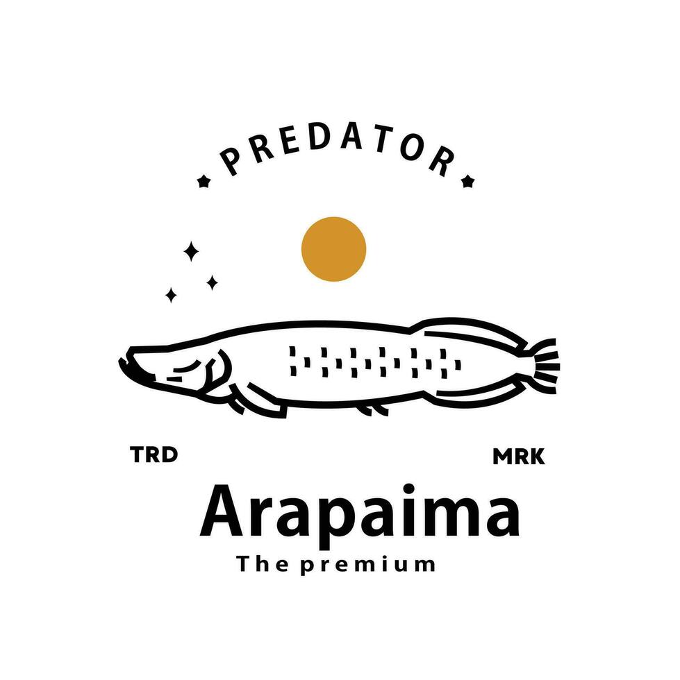 årgång retro hipster arapaima logotyp vektor översikt monoline konst ikon