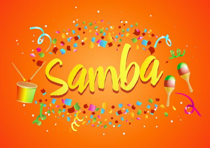 Burst av konfetti runt &quot;Samba&quot; vektor