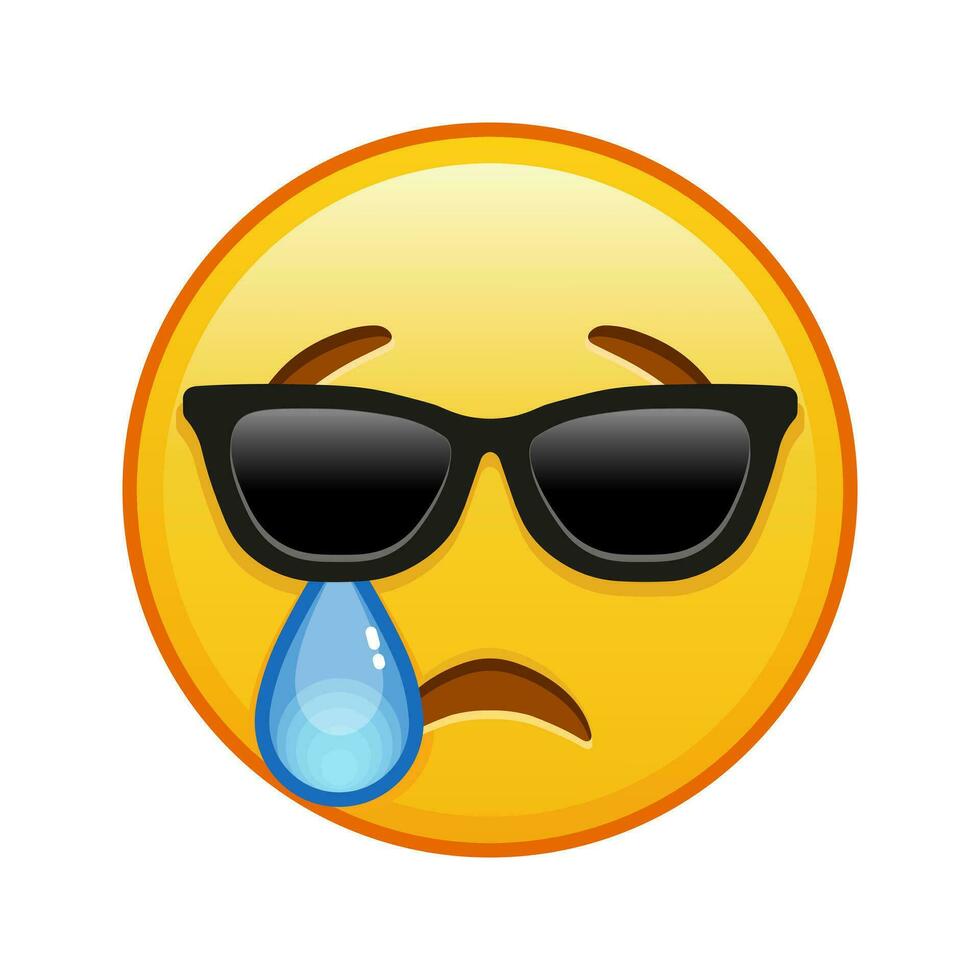 Weinen Gesicht mit Sonnenbrille groß Größe von Gelb Emoji Lächeln vektor