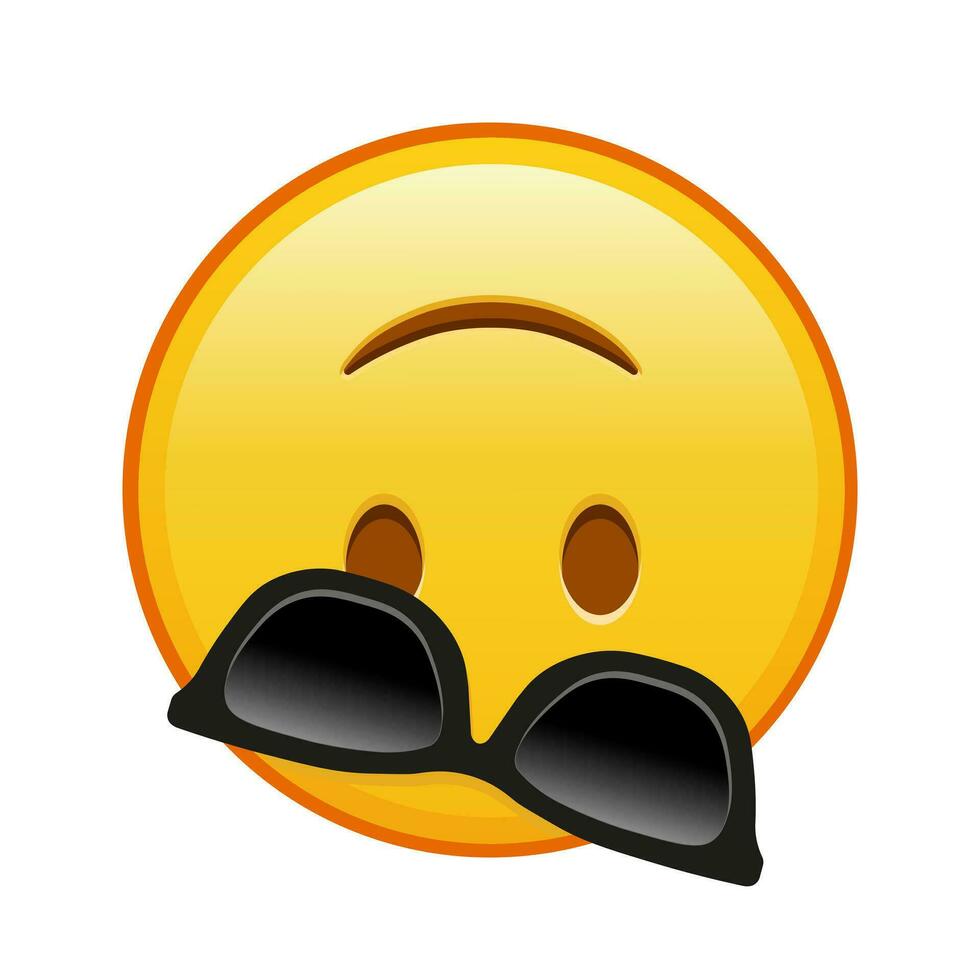 Gesicht Kopf Nieder mit Sonnenbrille groß Größe von Gelb Emoji Lächeln vektor