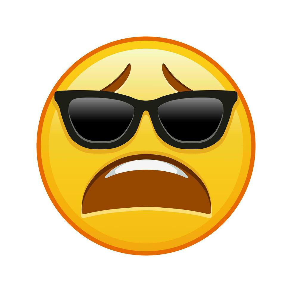 müde Gesicht mit Sonnenbrille groß Größe von Gelb Emoji Lächeln vektor