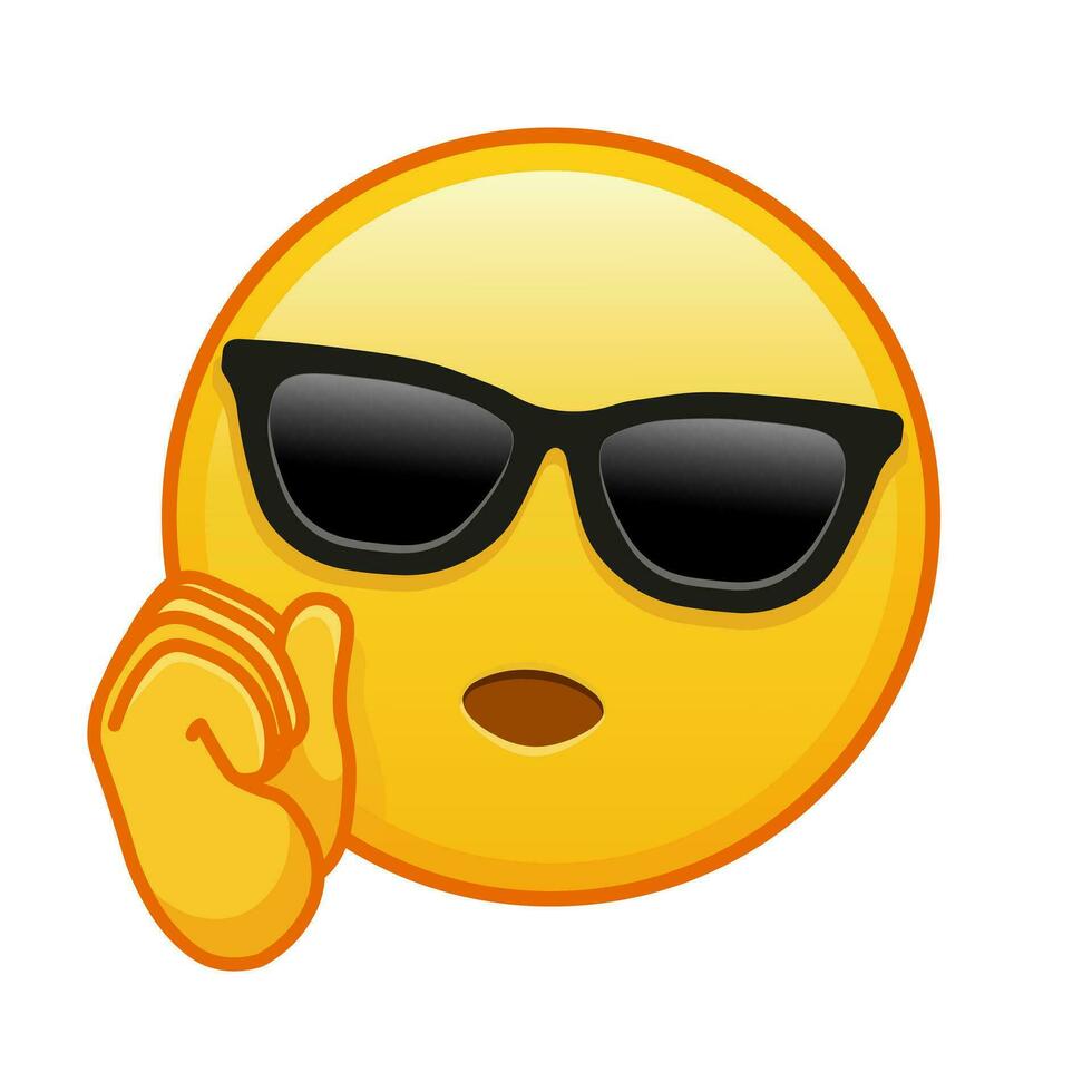 Gesicht mit Hand mit Sonnenbrille groß Größe von Gelb Emoji Lächeln vektor