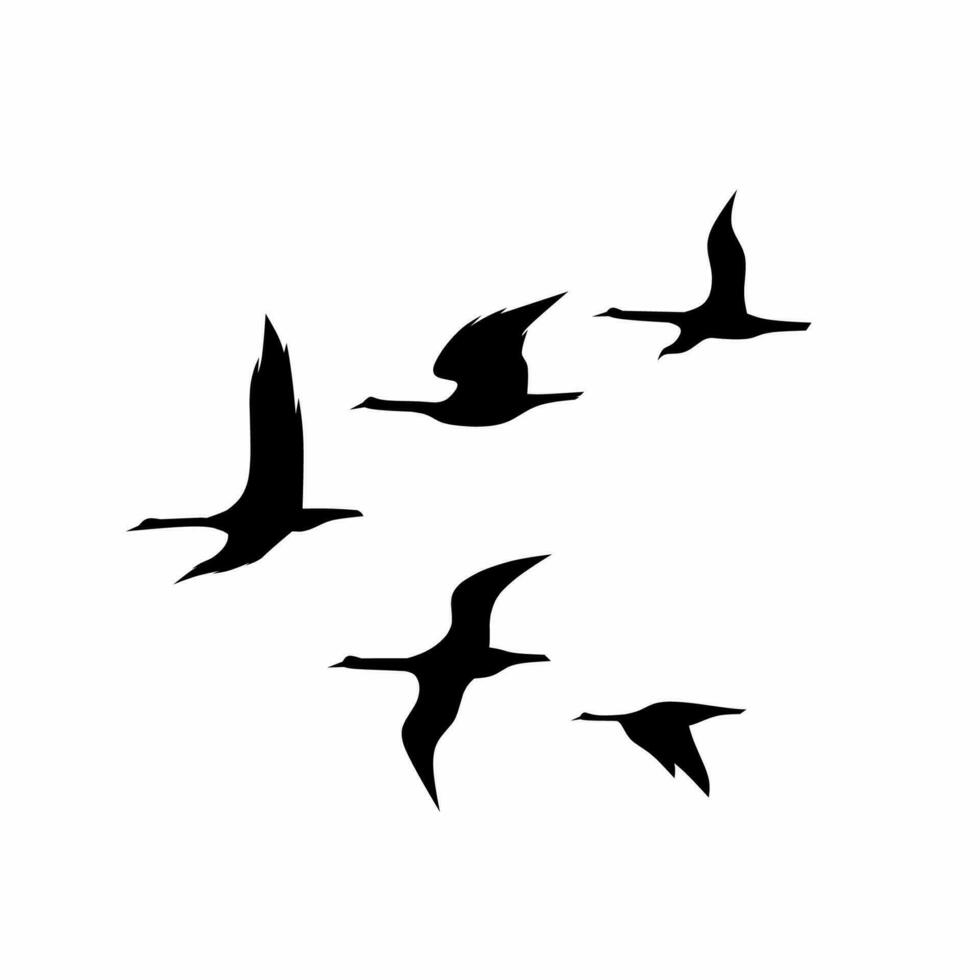 Vögel Herde Silhouette Symbol Vektor. Vögel Herde Silhouette können Sein benutzt wie Symbol, Symbol oder unterzeichnen. Vögel Herde Symbol zum Design verbunden zu Tier, Tierwelt oder Landschaft vektor