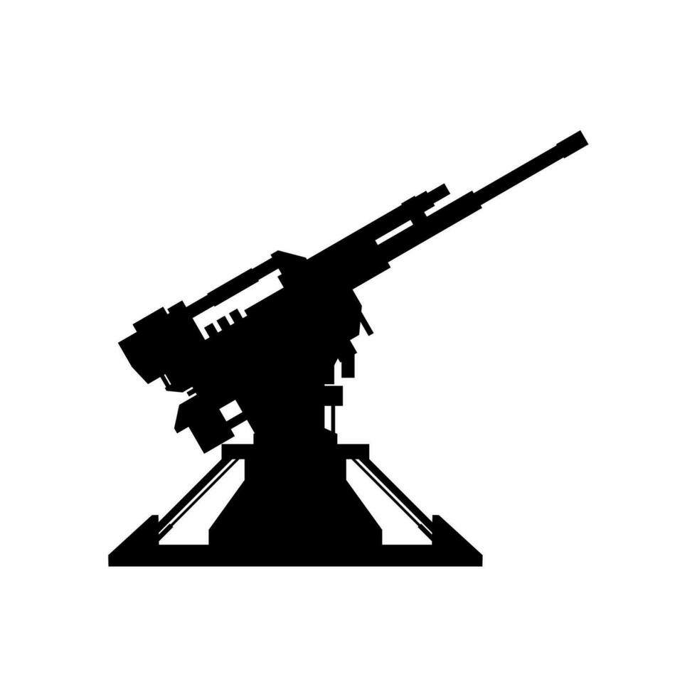 Artillerie Silhouette Symbol Vektor. Anti Luft Turm Silhouette können Sein benutzt wie Symbol, Symbol oder unterzeichnen. Artillerie Symbol Vektor zum Design von Waffe, Militär, Heer oder Krieg