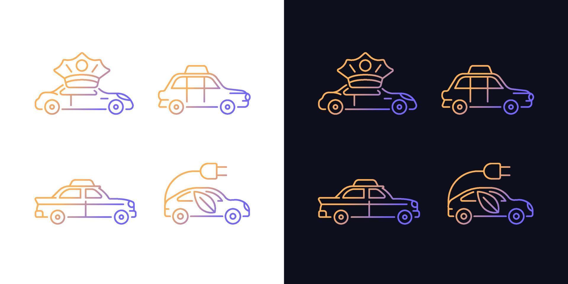Taxibuchungs-Gradientensymbole für den dunklen und hellen Modus vektor