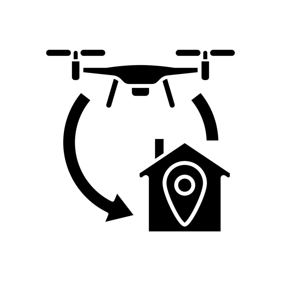 återgå till hemfunktionen svart glyph manuell etikettikon vektor