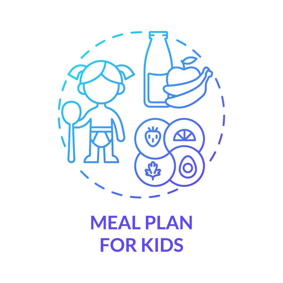måltidsplan för barn blå tonad konceptikon vektor