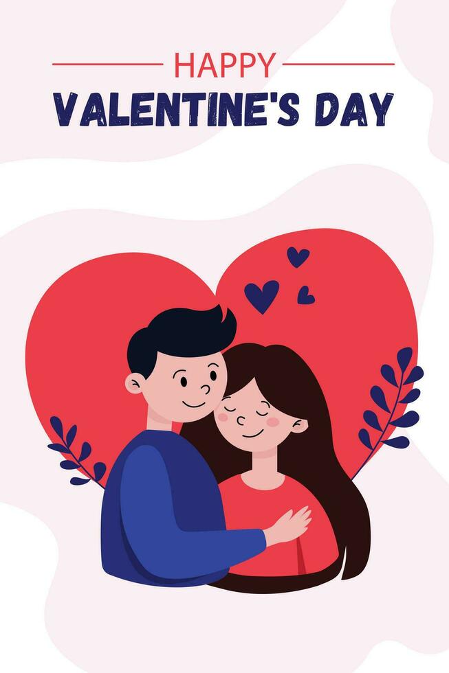 Lycklig valentines dag kort människor. vektor valentines dag kort romantisk kort för Allt älskande vektor illustration för hälsning kort