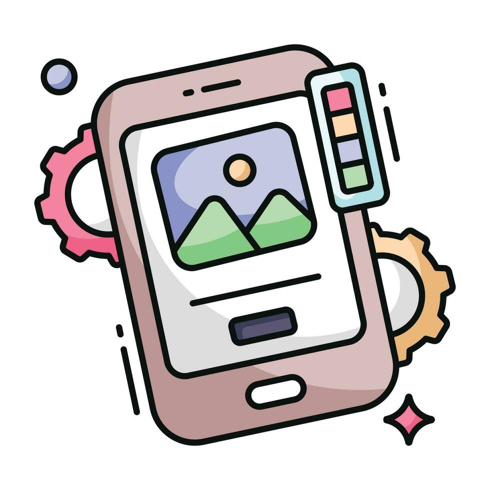 en kreativ design ikon av mobil Foto miljö vektor